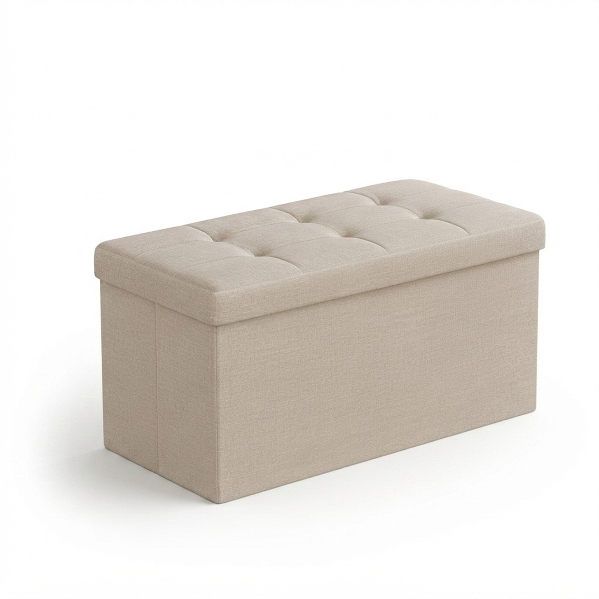 Relaxdays Sitzbank, Stauraum, Stoff, faltbar, gepolstert, Flur, Schlafzimmer, HBT 38 x 76 x 38 cm, Sitztruhe, beige