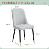 thumbnail of Esszimmerstuhl aus PU-Leder in Hellgrau mit schwarzen Metallbeinen, ergonomische Rückenlehne, Sitzfläche 43 x 41,5 cm