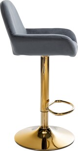 thumbnail of Barhocker BIKEL - Samt Dunkelgrau 51x52x89 cm Gold | Barstuhl Höhenverstellbar Mit Lehne Drehbar Tresenhocker Tresenstuhl Kneipenhocker Kneipenstuhl