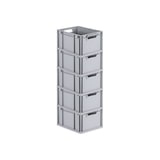 thumbnail of PROREGAL SuperSparSet 5x Eurobox NextGen Grip mit Scharnierdeckel & roten Verschlüssen, HxBxT 22x30x40cm, 20L, Grau, Griffe offen, Eurobehälter