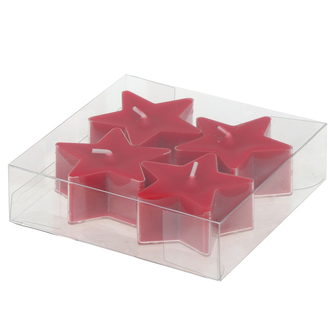Teelichter "Stern" Rubin Rot 4er-Pack, 5 Stunden