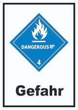 thumbnail of Schild wasserreaktive Stoffe Gefahr Dangerous when wet hochkant