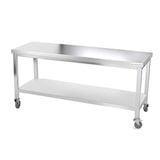 thumbnail of Table de travail en inox 2000 x 700 mm sur roulettes / GOLDINOX