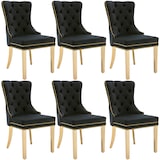 thumbnail of Merax Silla de Comedor Juego de 6 Sillas de Salón 6 Piezas Silla tapizada Patas de Apoyo de Acero Inoxidable Chapado en Oro Terciopelo Negro