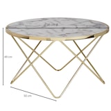 thumbnail of WOHNLING Design Couchtisch Marmor Optik Weiß Ø 85 cm Gold Wohnzimmertisch Rund