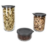 thumbnail of 3tlg Set BOHO Vorratsdosen Anthrazit aus Glas & Kunststoff