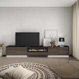 thumbnail of TV-Meubel, Lowboard, 310x50x37 cm, Voor tv's tot 80", Elektrische haard, LED, Donkere eik en Zwart