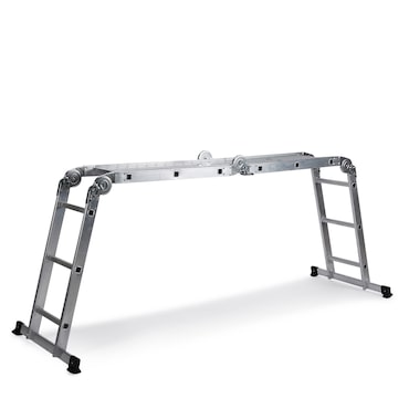 Scala multiuso SOLID W3 Alluminio con piattaforma in acciaio Argento hjh OFFICE