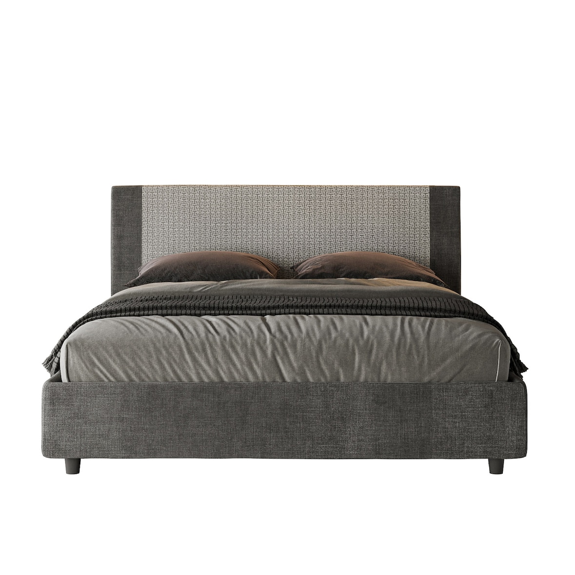 Letto matrimoniale con rete imbottito 160x210 tessuto Labirinto 2 grigio Rosal