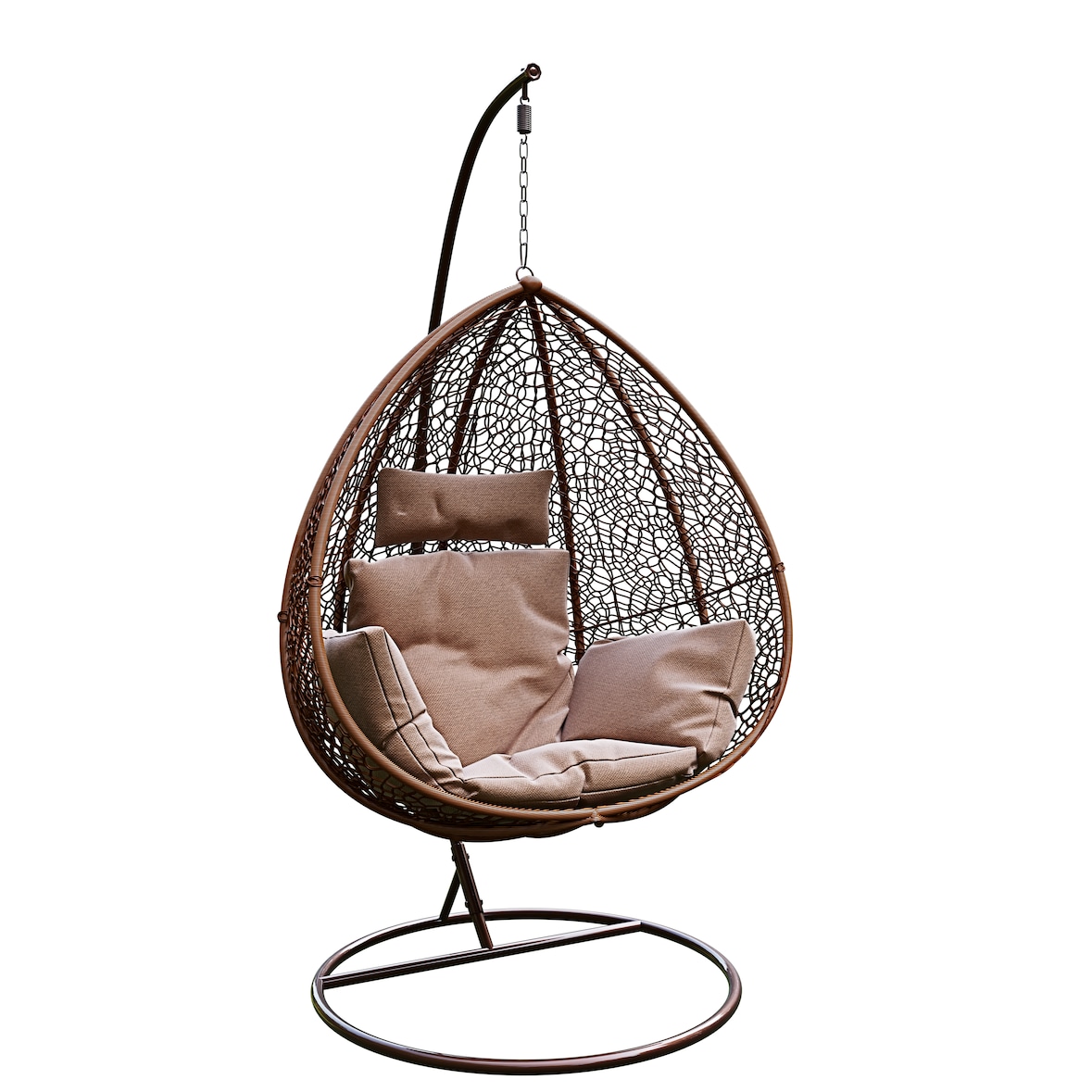 Sedia A Dondolo Poltrona Sospesa Pensile In Poly Rattan marrone Design Ovetto Per Interno Esterno Giardino Terrazzo Autoportante