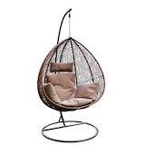 thumbnail of Sedia A Dondolo Poltrona Sospesa Pensile In Poly Rattan marrone Design Ovetto Per Interno Esterno Giardino Terrazzo Autoportante