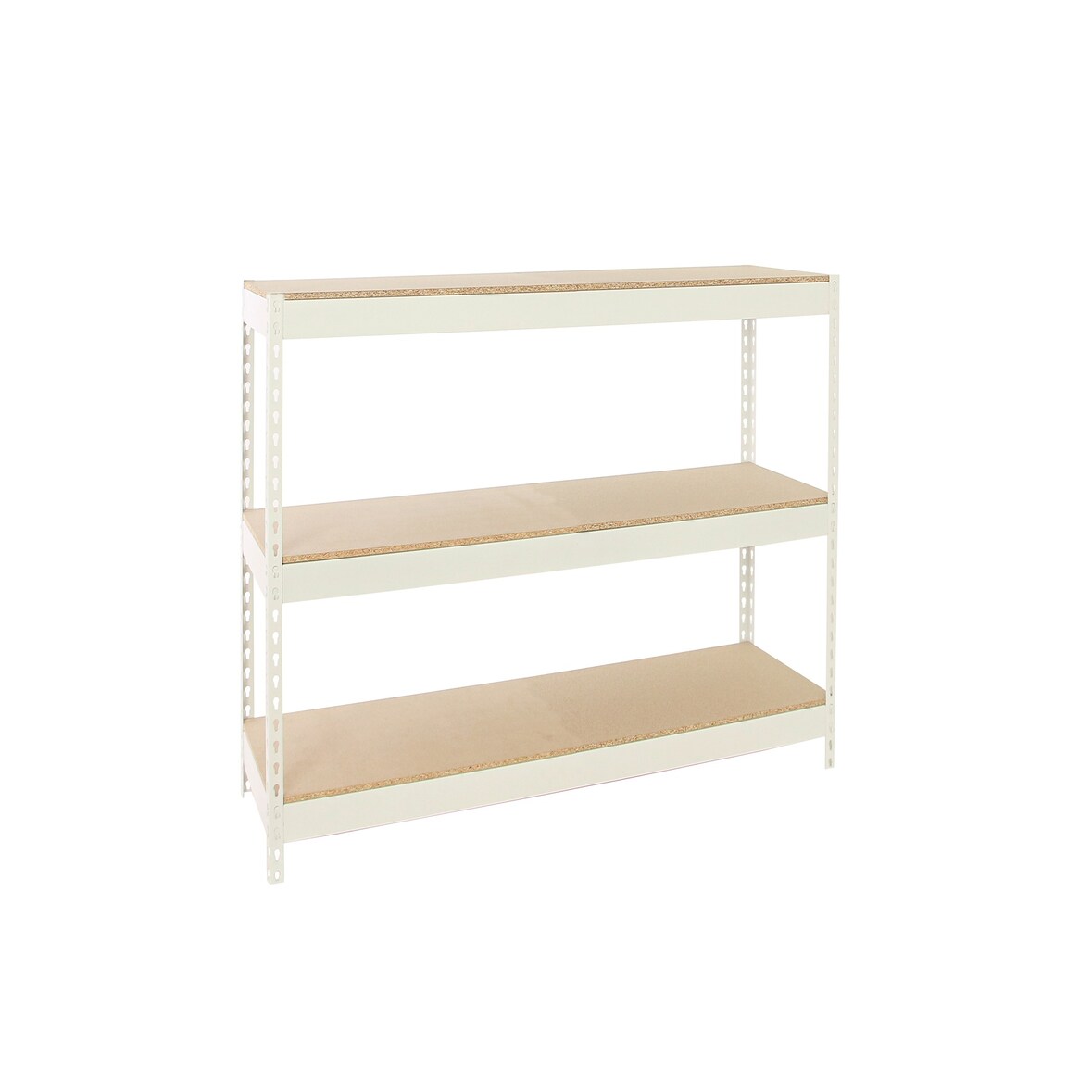 SimonRack Industrieregal, 1500x1200x600 mm, 400 kg am Biegepunkt, 3 Holzböden, Garagenregal, Weiss/Holz- Ecoforte