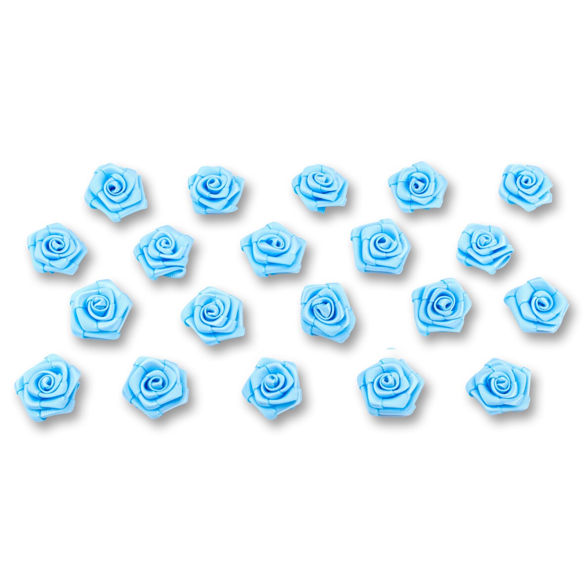 Satinrosen 2cm 20 Stück Stoffblumen zum Basteln Dekorieren Hochzeit Geschenkverpackung Blütendeko Tischdeko Handarbeit Stoffrosen Deko Hellblau