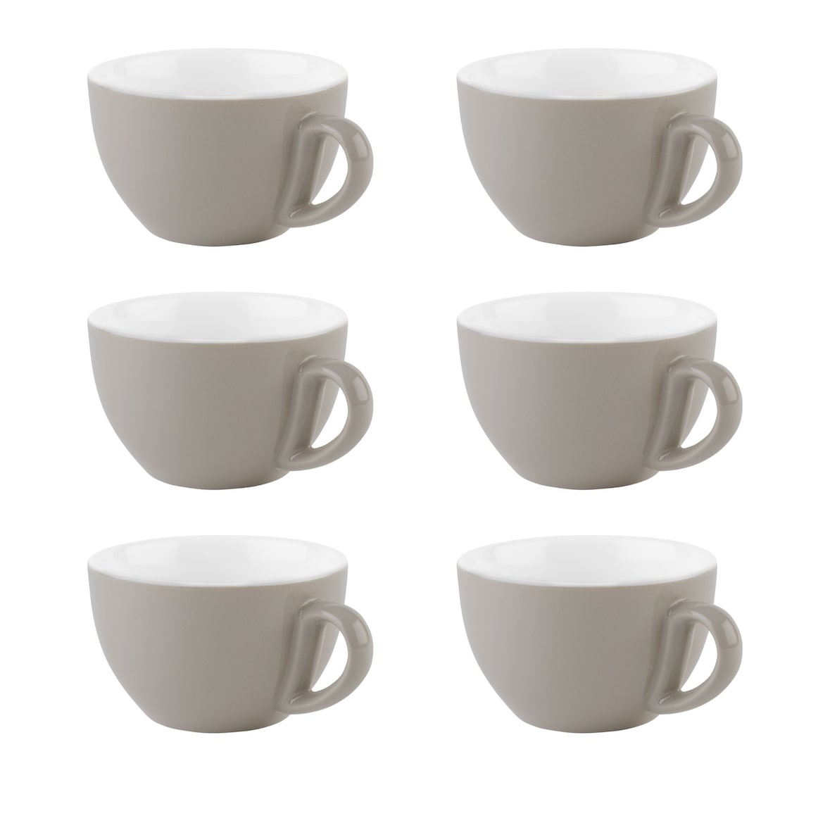 APS set van 6 cappuccino kopjes in grijs Ø 10.5 cm, H: 6.5 cm, 300 ml