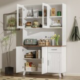 thumbnail of Hochschrank 114x40x190 cm mit Rustikaler Holzmaserung in Weiß und Braun, ideal für Wohnzimmer und Esszimmer