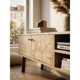thumbnail of HiFi Lowboard SIKAR Mango Massivholz Landhaus TV Kommode 145x47x35cm, Fernsehschrank Unterschrank mit 2 Türen, Fernsehtisch Ablagefach,