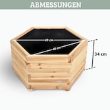 thumbnail of Pflanzkasten Holz 6-eckig MICHA - Inkl. Vlies und Handschuhe | Pflanzkübel Tannenholz Blumenkasten Blumenkübel Blumentopf Terrasse, 60cm Breit