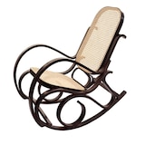thumbnail of Schommelstoel M41, schommelstoel TV-fauteuil, massief houten rotan, MVG-gecertificeerd ~ walnoot look