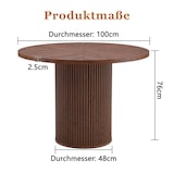 thumbnail of Standard-Esstisch MDF und Metall Walnuss rund 100x100x76 cm, 4-Segment-Tischplatte mit Stauraum