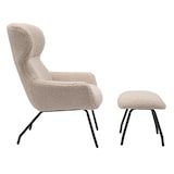thumbnail of SalesFever Sessel und Hocker Set | Bezug Teddyfell | Beine Metall | B 79 x T 82 x H 103 cm | taupe – schwarz