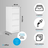 thumbnail of m-office Archivador Metálico Organizativo de Oficina Blanco con 4 Cajones y Cerradura - Mueble Cajonera de 132x46x62 cm (2 unds)