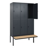 thumbnail of C+P Spind Classic PLUS, Buche schwebende Sitzbank, 6 Abteile, HxBxT 212x120x82cm, Sicherheitsdrehriegel, Anthrazit von PROREGAL