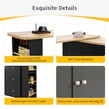 thumbnail of Barwagen Stehtisch drehbar auf Rollen Schwarz 203x39x106 cm mit 3 Schubladen 2 Türen Snackregal MDF Stauraum modern als Raumteiler