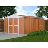 thumbnail of Box deposito attrezzi utensili doppia porta capanno deposito in lamiera zincata 327x459cm x h 215cm - 201 kg - 15,01 mq LEGNO