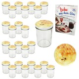 thumbnail of 25er Set Sturzglas 230ml HOCH Einmachglas TO66 Honig Deckel Rezept-Heft
