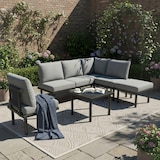 thumbnail of Merax Gartenlounge-Set, 6 Sitzer frei-kombinierbar Gartenmöbel aus Seil Tischplatte aus Glas, grau