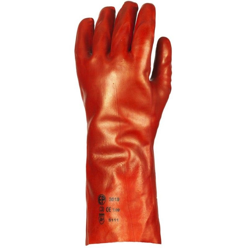 Coverguard - Gants protection chimique rouge 36cm en polyester enduit PVC EUROSTRONG 3620 (Pack de 10) #E84C3D Taille 9