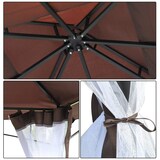 thumbnail of Cenador de Jardín 3x3m con Doble Techo y Mosquiteras Laterales con Cremallera Buena Ventilación para Terraza Eventos Fiestas Bodas Marrón y Blanco