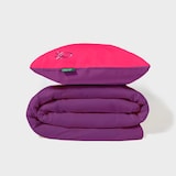 thumbnail of Benetton - Omkeerbaar dekbedovertrek 200/220cm met laken 160/200+30cm en 2 kussenslopen 50/70cm in roze en paars