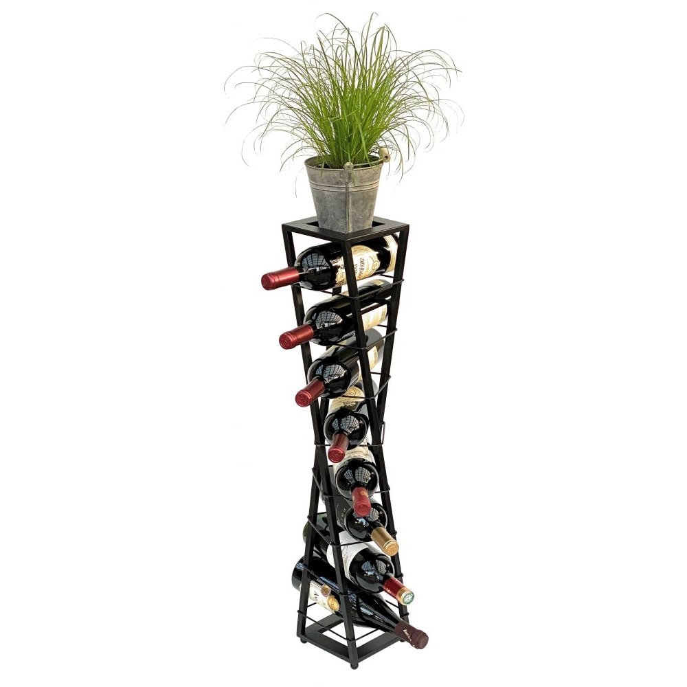 DanDiBo Design Weinregal Metall Schwarz Blumensäule Esperanza 80 cm Flaschenregal Stehend Flaschenständer Flaschenhalter Schwarz Blumenständer