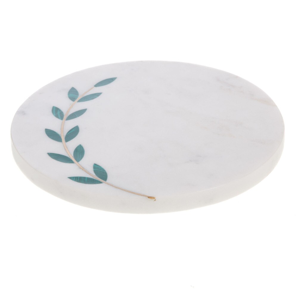 Dessous de plat feuillage -  Blanc Rond Marbre Amadeus 20.00x20.00 cm