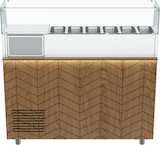 thumbnail of Gastronics Pizzakühltisch Premium – Kühltheke mit schwarzem Compact im Marmor-Design, Fischgrätenverkleidung, LED 2 Türen 154 x 80 x 145 cm
