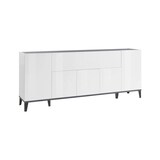 thumbnail of Dmora Credenza Vittorio, Madia da cucina a 6 ante, Buffet da soggiorno, 100% Made in Italy, cm 200x40h82, Bianco lucido e Ardesia
