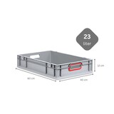 thumbnail of PROREGAL Eurobox NextGen Color | HxBxT 12x40x60cm | 23 Liter | Griffe rot offen | Glatter Boden | Eurobehälter, Transportbox, Transportbehälter