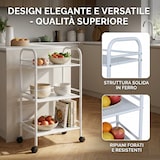 thumbnail of Carrello Portavivande 3 Ripiani Ruote Cucina Mobile 40x32x75 cm - Bianco