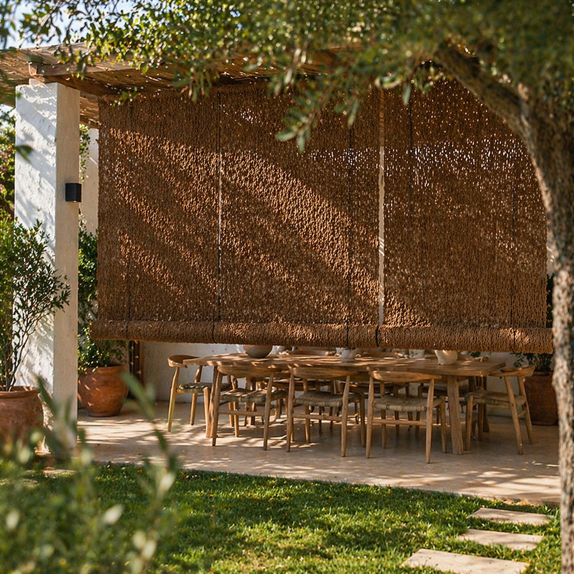Persiana coco natural 1,40/1,5x2,40 m 100% ocultación exterior terraza jardín