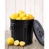 thumbnail of Jinfa kleiner Mülleimer mit deckel vintage Komposteimer Küche Metall retro Oscar Tonne Metalleimer schwarz klein Ø 21,5 cm - 7L