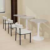thumbnail of Couchtisch rund 70x70x72 cm aus Kunstmarmor Grau+Weiß, minimalistisches Design mit hohen Beinen, vielseitig als Sofa Beistelltisch
