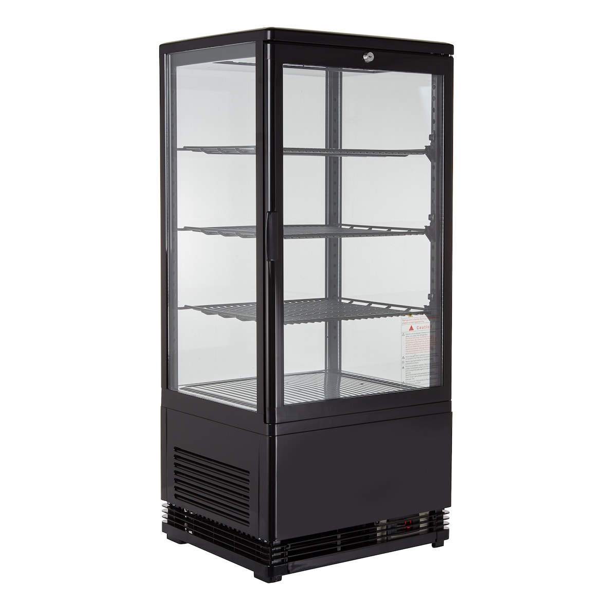 GastroHero Kühlvitrine ECO – 78 Liter, schwarz, mit LED-Beleuchtung und 3 höhenverstellbaren Rosten, energiesparend, ideal für Gastronomie & Verkauf