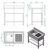 thumbnail of Lavello in acciaio inox con base 100 x 60 x 90 cm - 1 vasca a sinistra