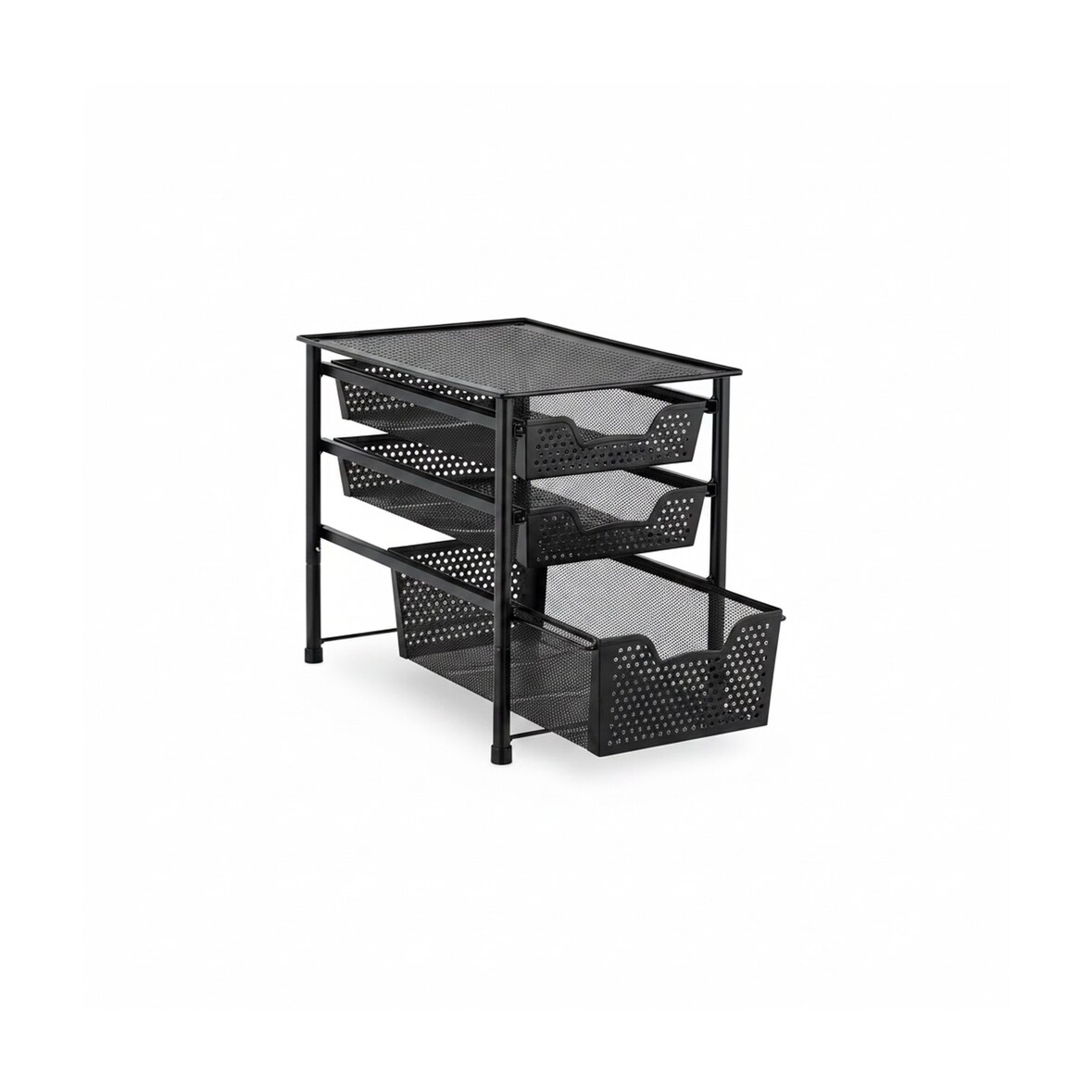 Relaxdays Schubladenregal, stapelbarer Büro Organizer, 3 Ausziehkörbe, Metall, Küche, Bad, HBT: 35x28x42,5 cm, schwarz