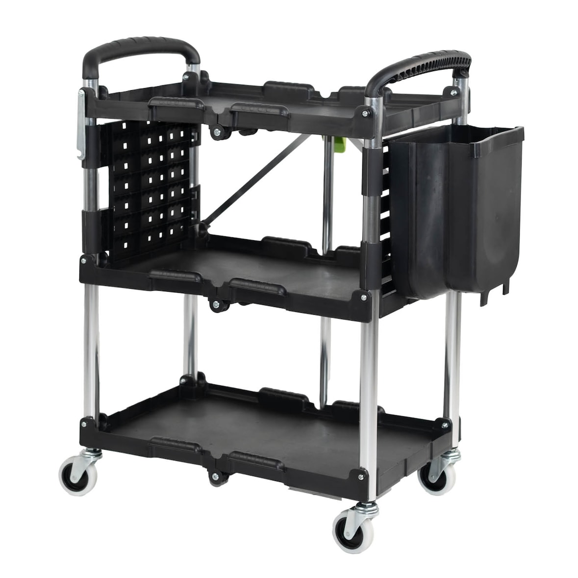 Servicewagen klappbar 65 Kg Traglast Beistellwagen mit Seitentasche Montagewagen Servierwagen
