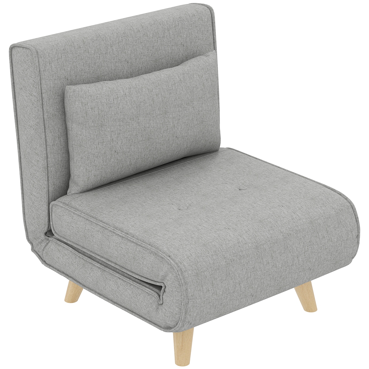 HOMCOM sofá cama individual sillón cama plegable tapizado en lino sintético con respaldo ajustable en 6 posiciones y almohada 72x78x79 cm gris