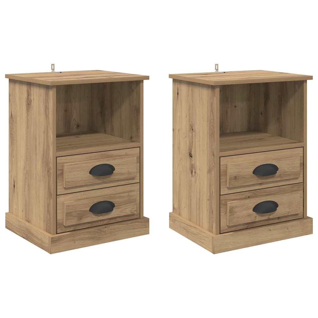 Cabinet de chevet 2 pcs Chêne artisanal 36 x 43 x 60 cm Modèle Ordre Parfait