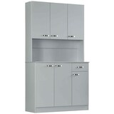 thumbnail of HOMCOM alacena de cocina armario de cocina aparador de comedor con 1 cajón 6 puertas y estantes ajustable estilo moderno 101x39x180 cm gris