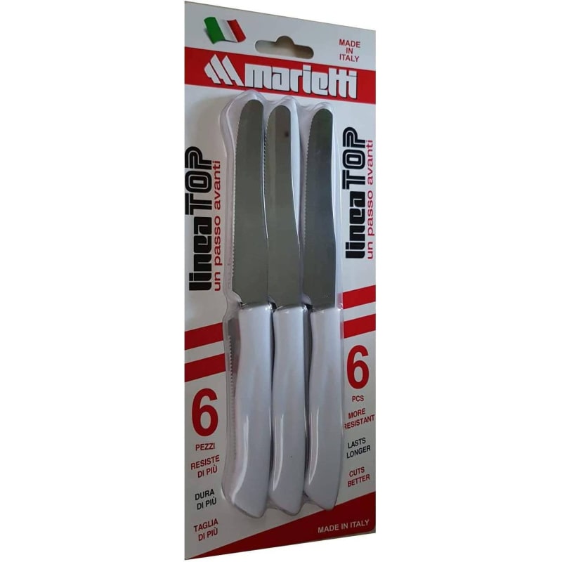 Marietti Top, set 6 coltelli tavola bianco, seghetto 11 cm manico in nylon lama inox